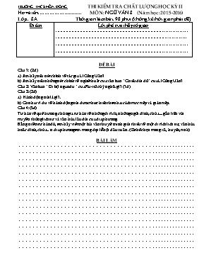 Thi kiểm tra chất lượng học kỳ II môn Ngữ văn 8 (năm học 2015 - 2016)